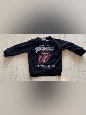 Baby Boy ROLLING STONES Black L/s Logo Mouth Tongue Sweatshirt Sz 6-9m EUC